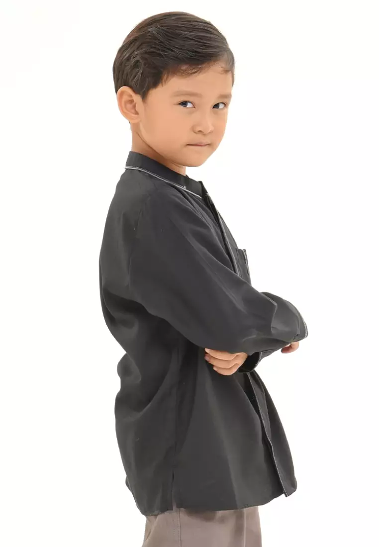 Rabbani - Baju Anak Laki-laki Lengan Panjang Kemkid Bayyan - Black