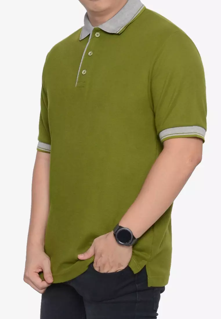 Andre Michel Kaos Polo Shirt Lengan Pendek Kerah Abu Hijau Army 933-58