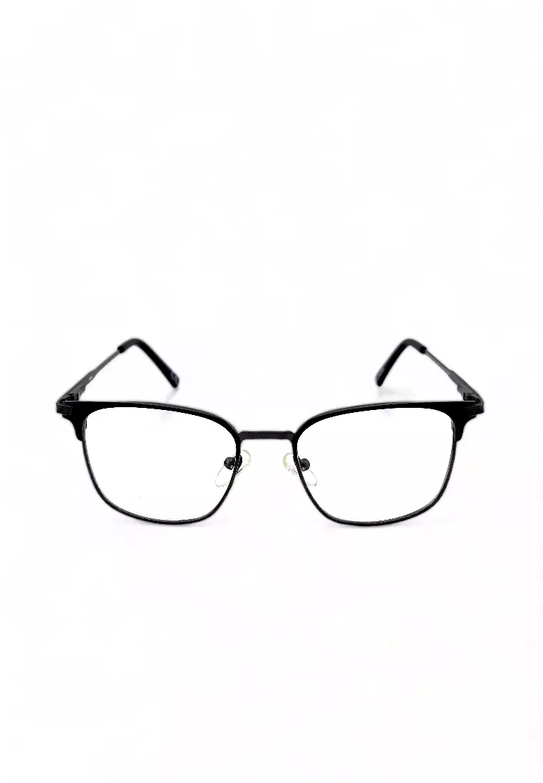 OPH Men's Square Frame Black Metal Optical Frame with Demo Lens OPHSC1120203