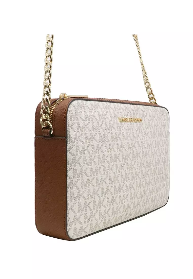 Michael Kors Jet Set Signature Large East West Crossbody Vanilla