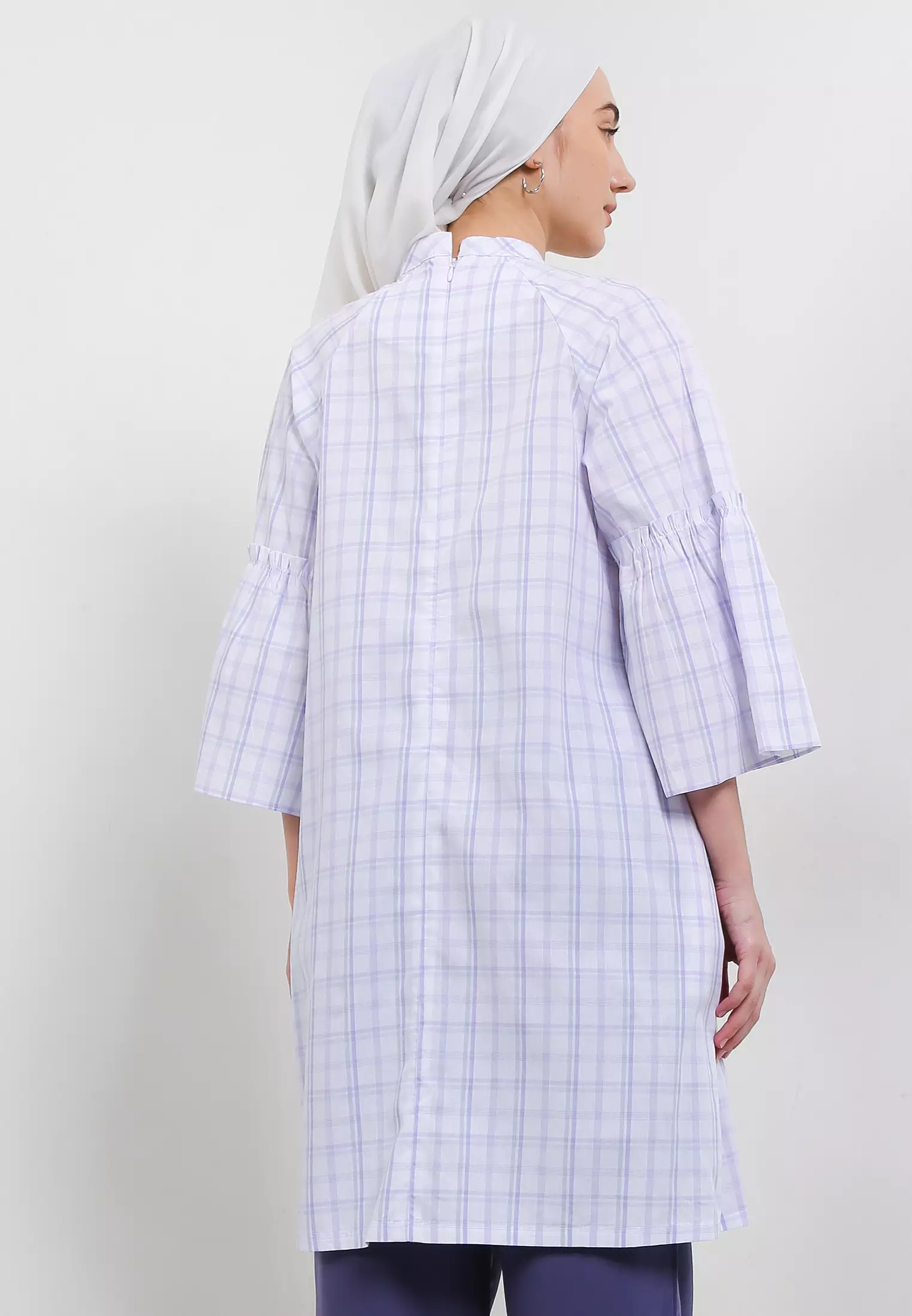 MFMW Hapsari Tunik Lilac Motif Kotak