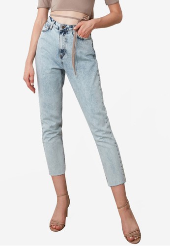 Jual Trendyol Washed High Waist Cropped Mom Jeans Original Zalora Indonesia