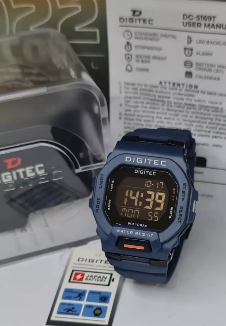 Digitec - Male Digital Watches - Jam Tangan Digital Pria - Blue - Resin Strap - 5169-G