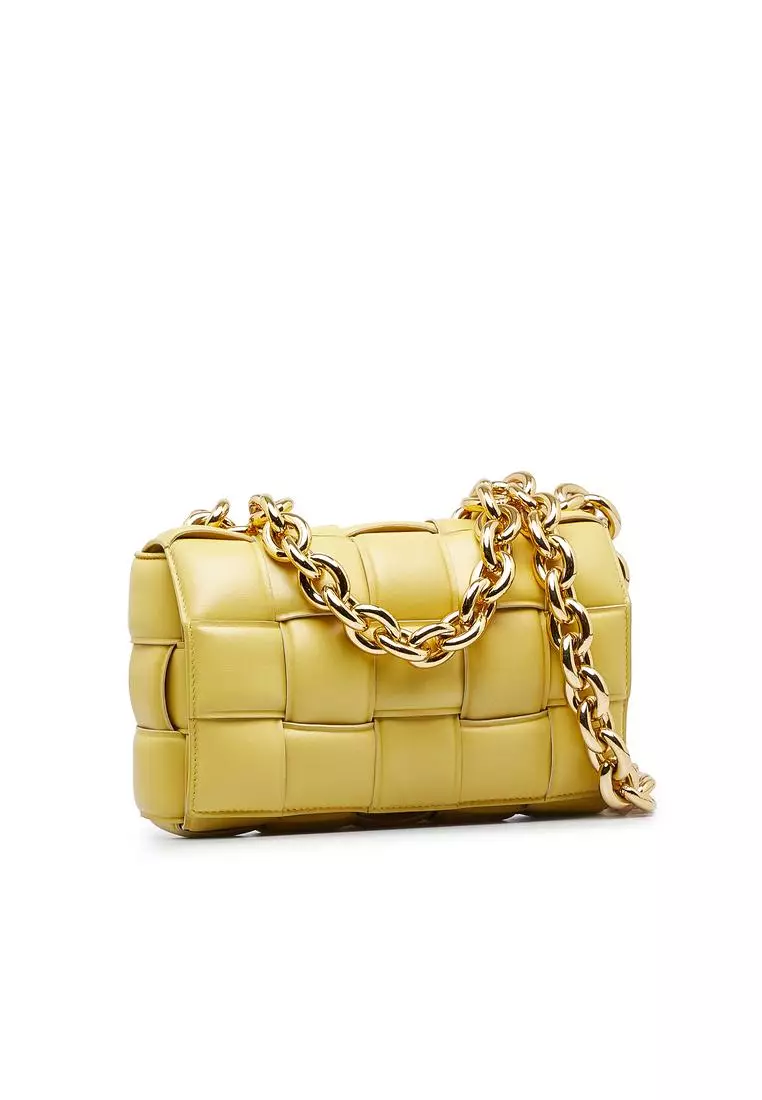 Buy Bottega Veneta Pre Loved Nappa Intrecciato Padded Chain Cassette Satchel With Gold Tone