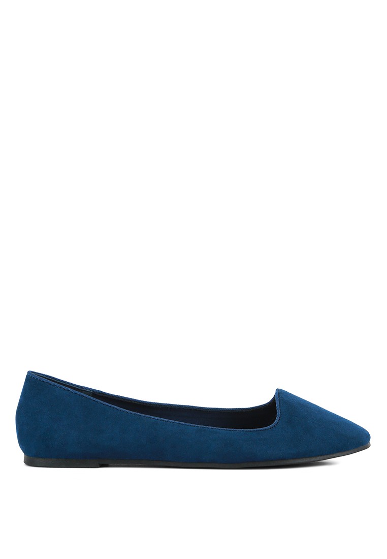 Navy Microfiber Casual Ballerinas
