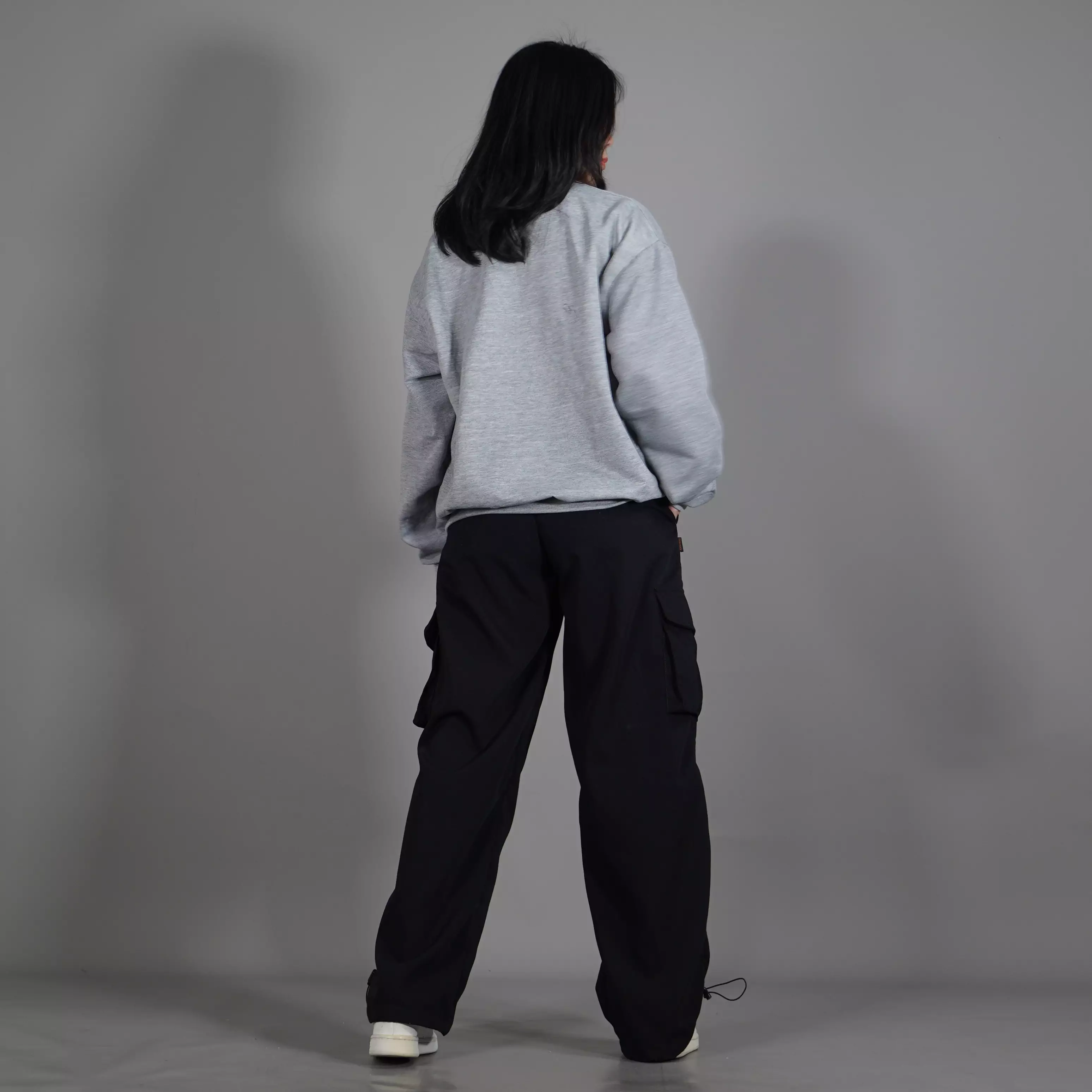  SPY Sweater Oversize Wanita Crewneck Wanita Switer Wanita - Abu Muda