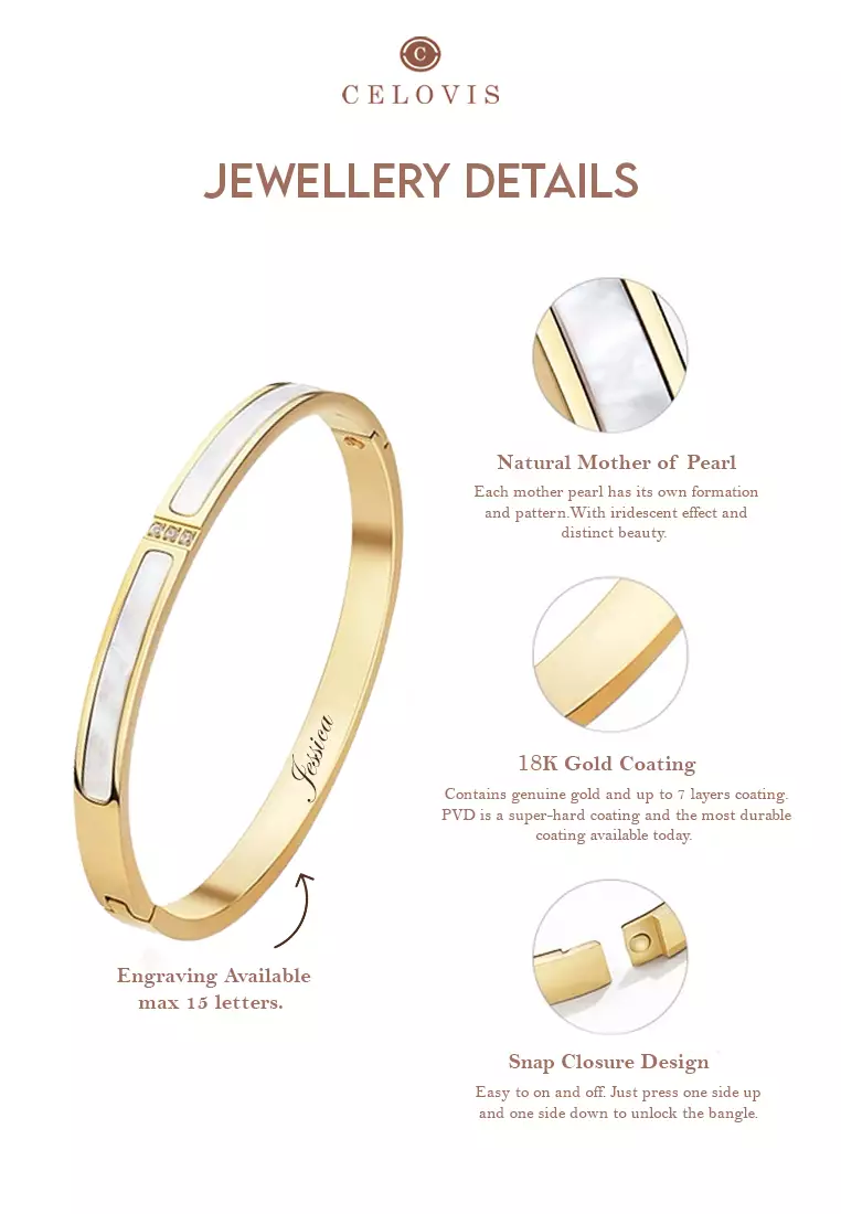 Buy CELOVIS Colette Tri-Dias Mother of Pearl Bangle in Gold 2025