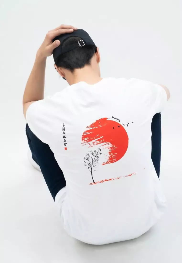 Houseofcuff T-shirt Kaos Putih Motif Pohon Japan Tersedia Size S-4XL