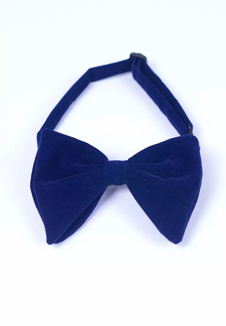 Dasi kupu kupu Oversize bowtie wedding bahan suede / beludru navy