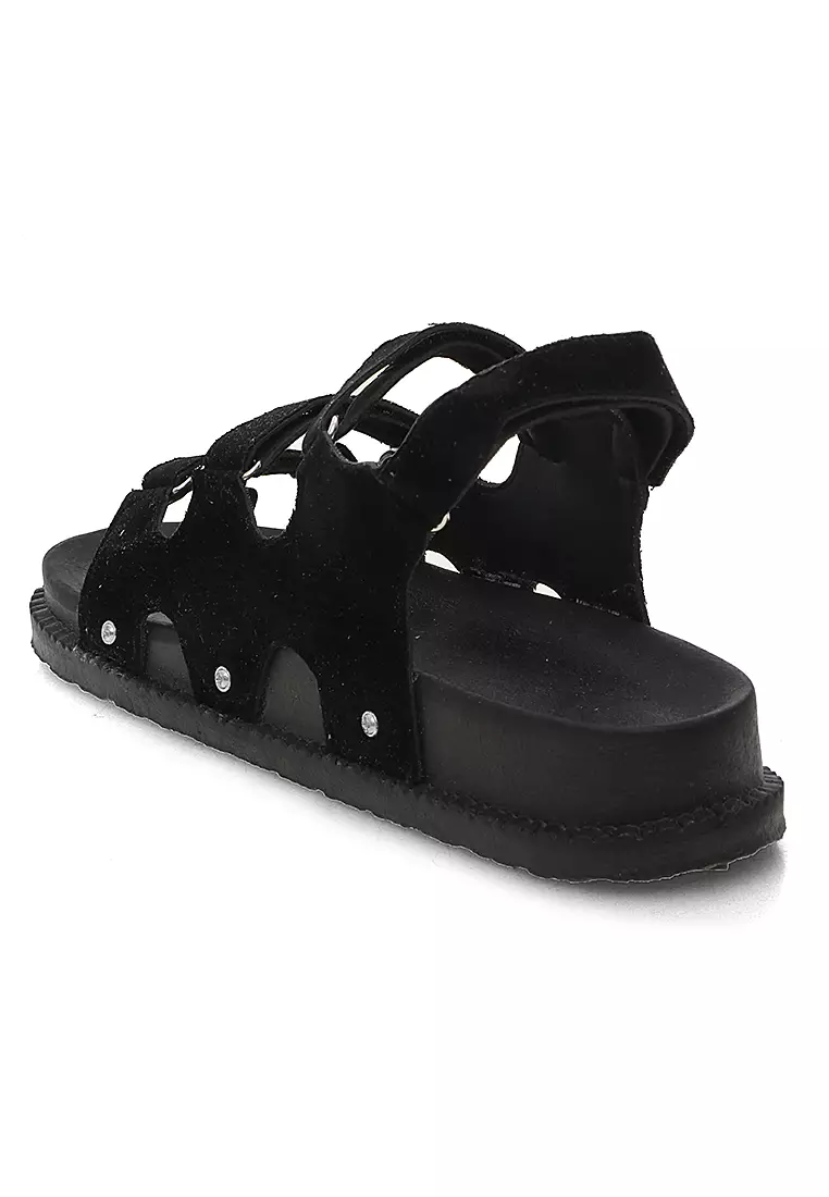 Sepatu Sandal Wanita Model Strap Design Sylish High Quality - Hitam