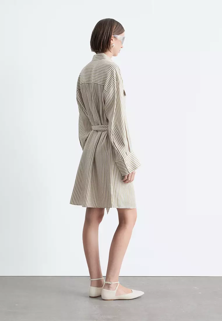 Tie-Belt Mini Shirt Dress