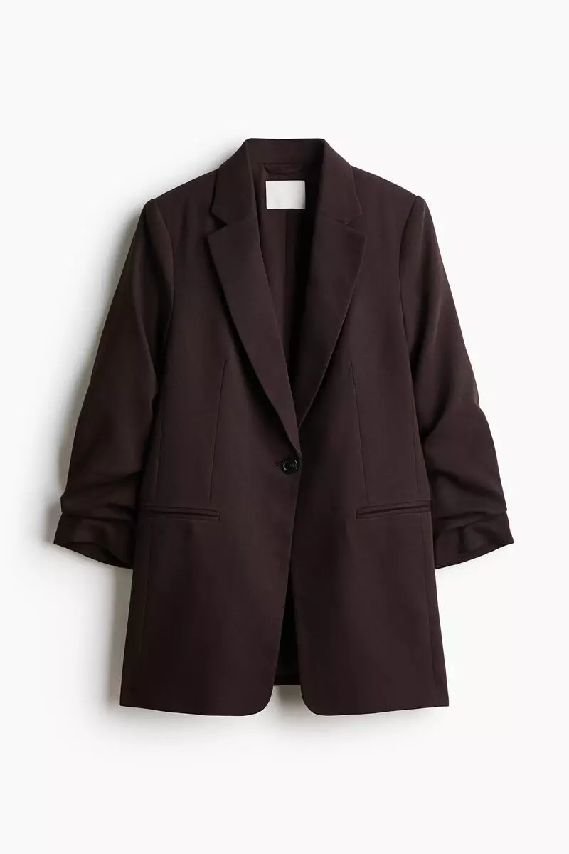 Gathered-sleeve blazer