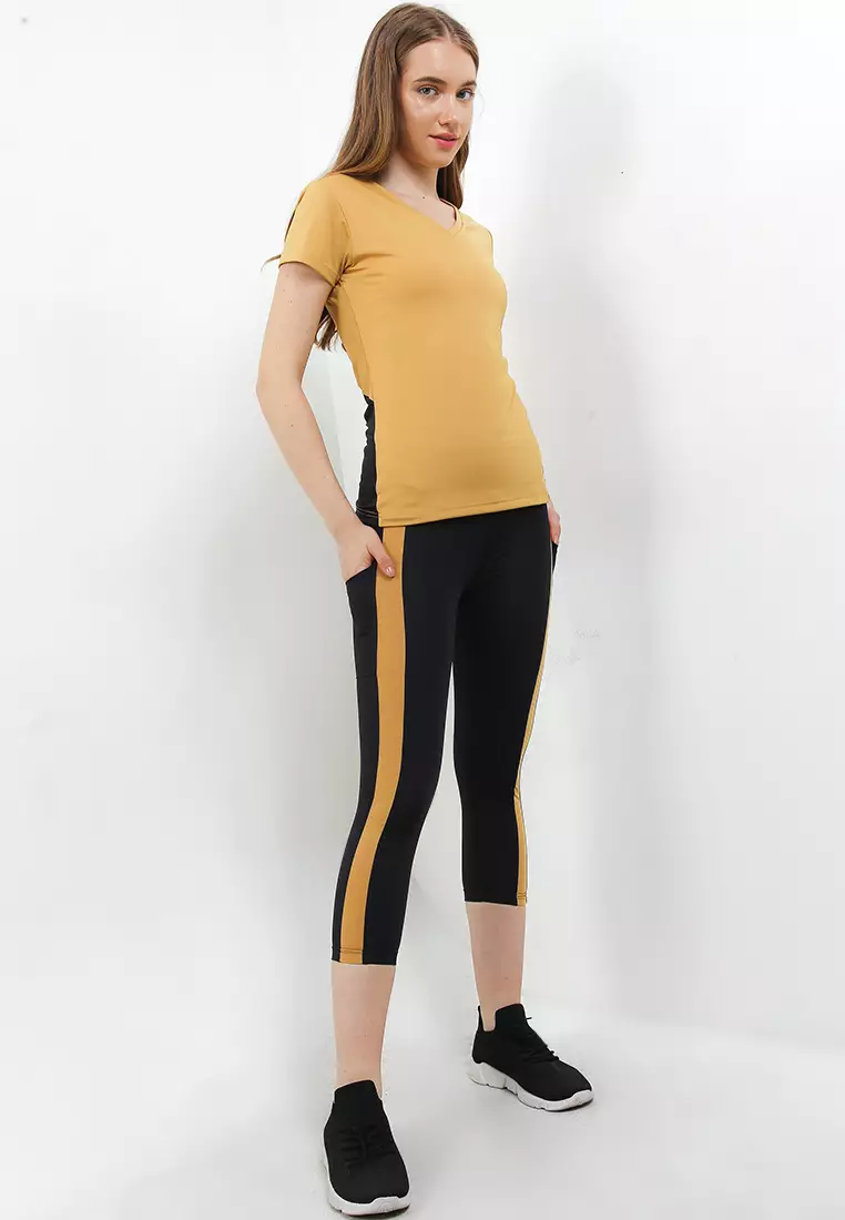 Atasan Baju Olahraga Ladies Sport Short Sleeve Activewear  Vneck For Yoga, Pilates, Senam, Gym