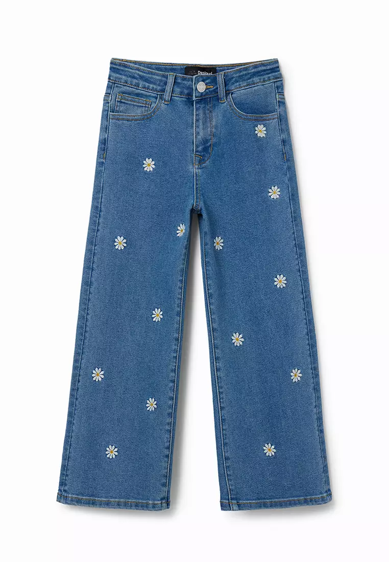 Buy Desigual Desigual Girl Wide-leg daisy jeans. 2026 Online | ZALORA