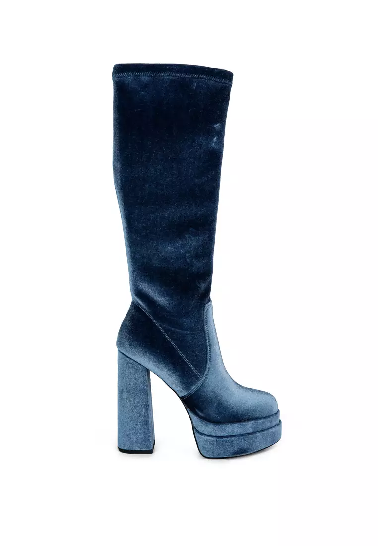 Velvet heeled cheap boots