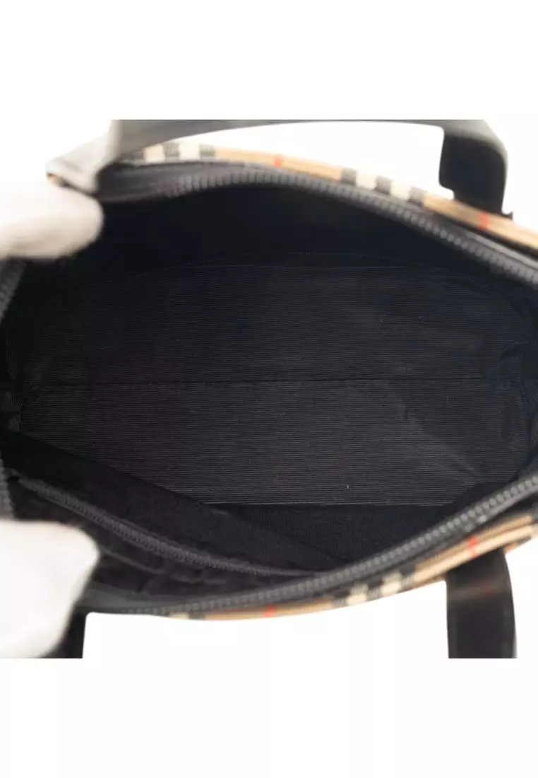 Pre-Loved Burberry Haymarket Check Canvas Handbag