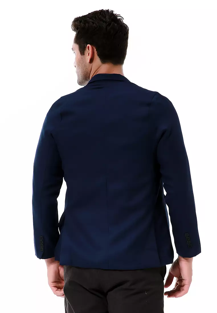Elard Outerwear Pria Blazer Formal Long Sleeve Motif Polos Material Semiwoll ORIGINAL - Navy