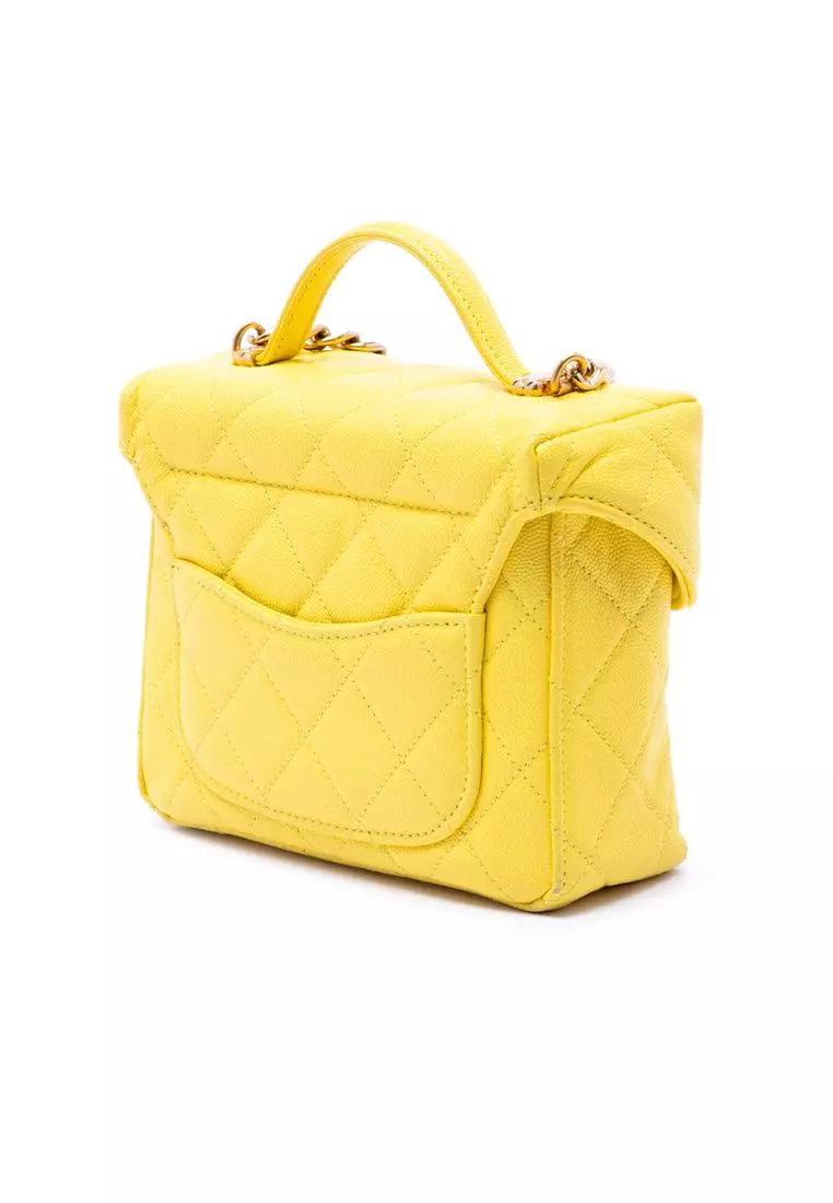 Pre-Loved Chanel Quilted Caviar Handy Box Vanity Case With Chain