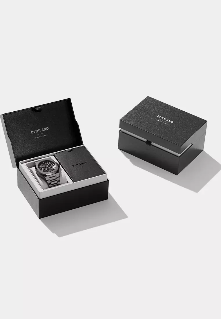 Gun Metal Skeleton Bracelet Watch, 41.5 mm