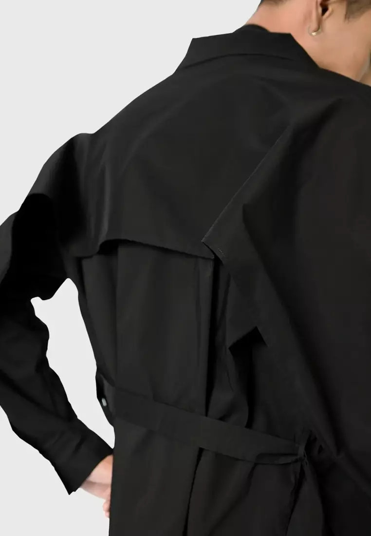 Midi Trench Shirt in Black