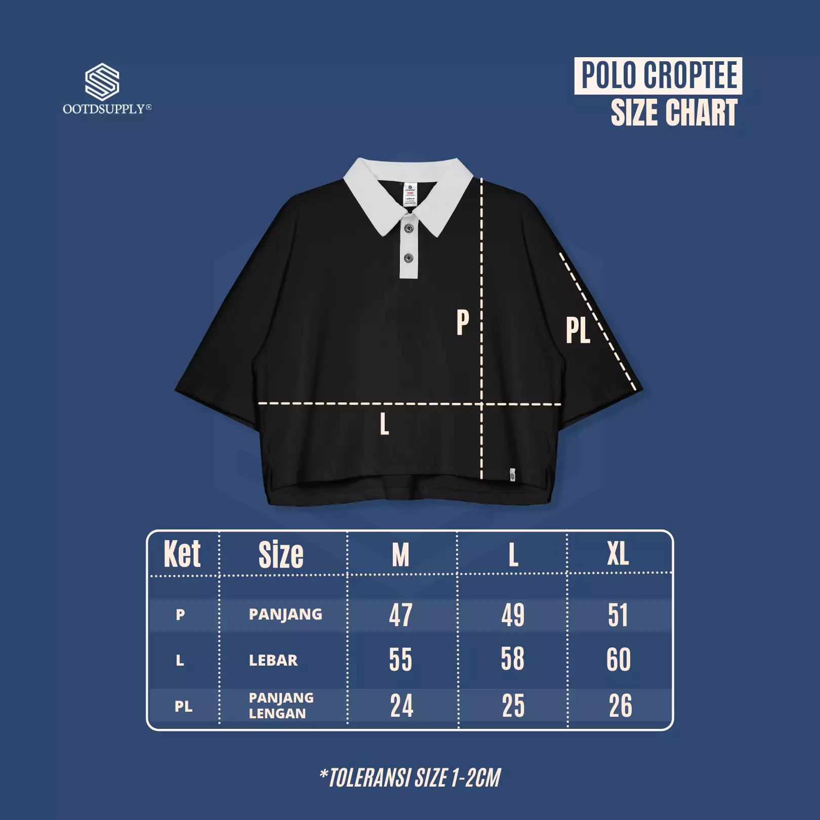 OOTDSUPPLY Oversize Polo Crop Shirt Read Me Dark Army & Black l Polo Crop Pria dan Wanita OVZ-CPS001