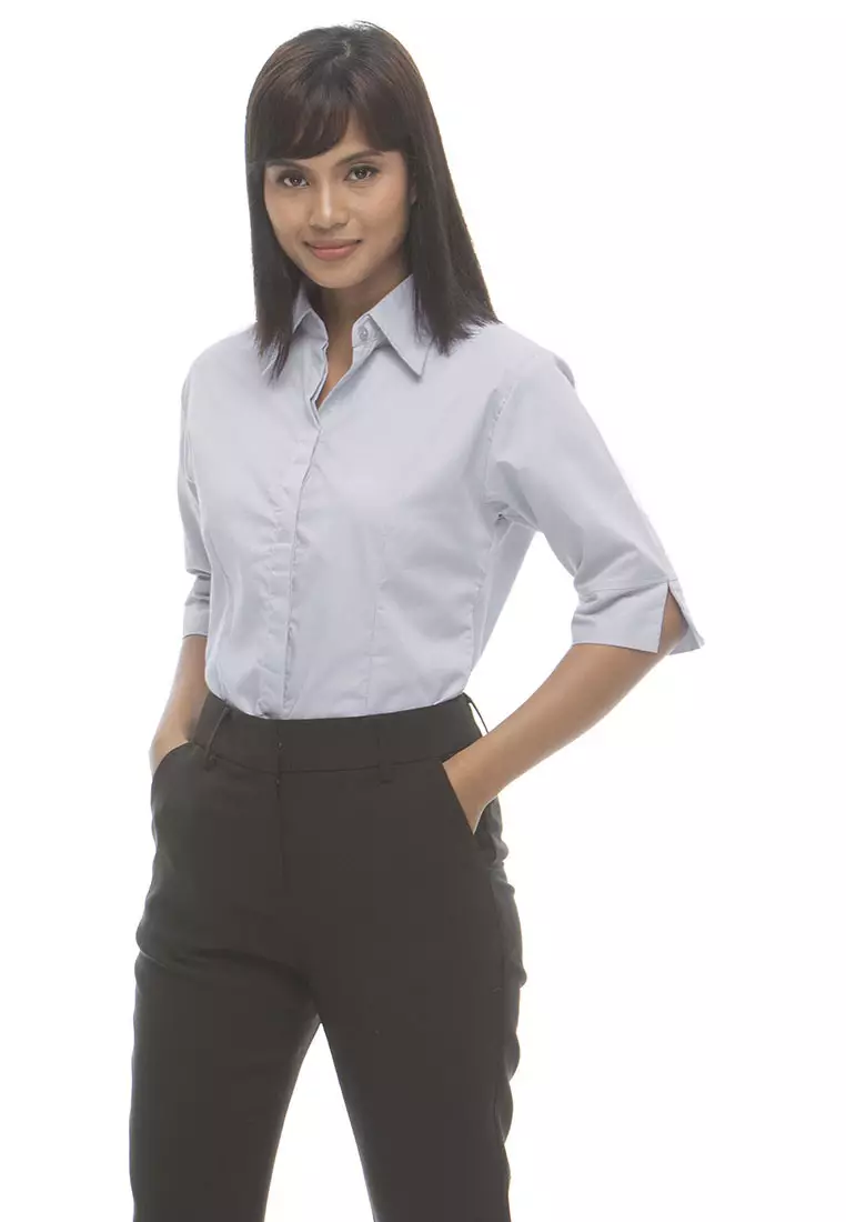 Divina Pinstripe 3/4 Sleeve Office Blouse