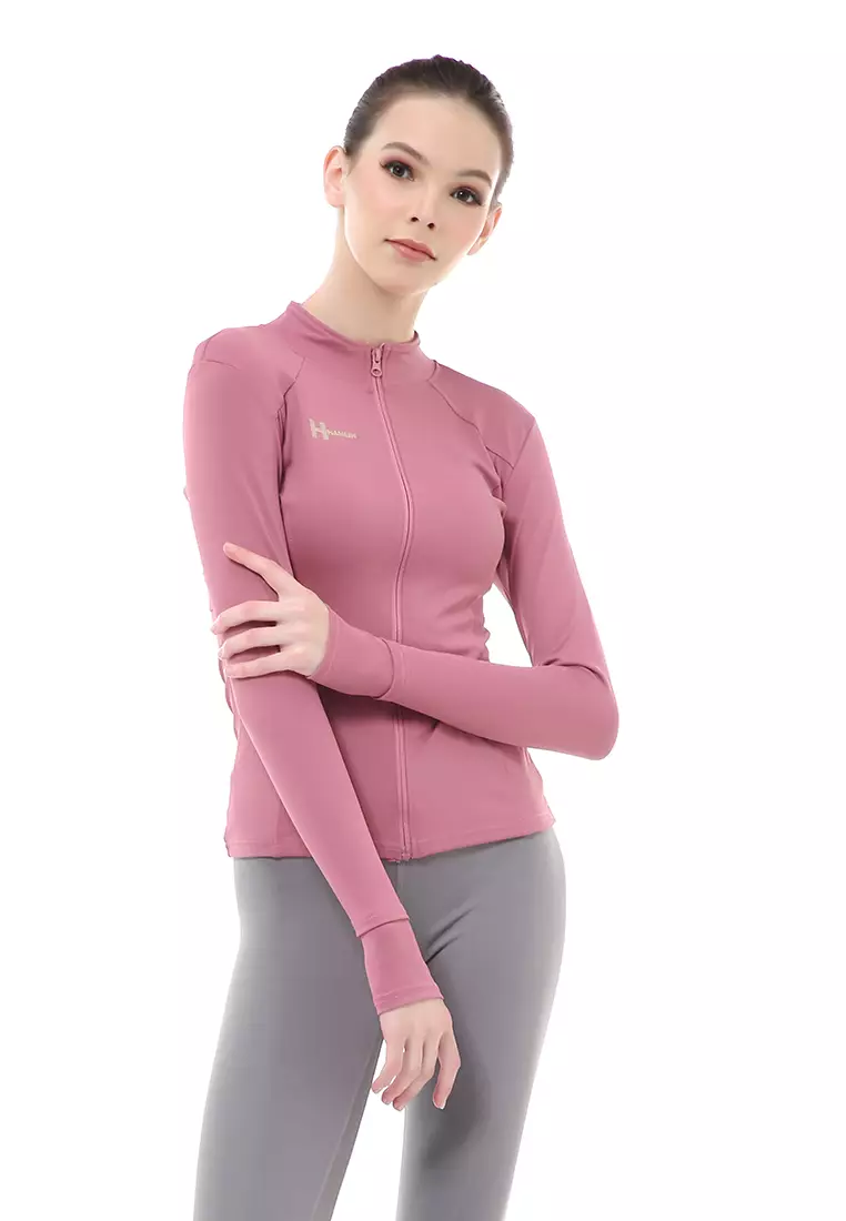 Mikayla Jaket Olahraga Wanita Lengan Panjang Sportwear Stylish Material Polyester ORIGINAL - Pink