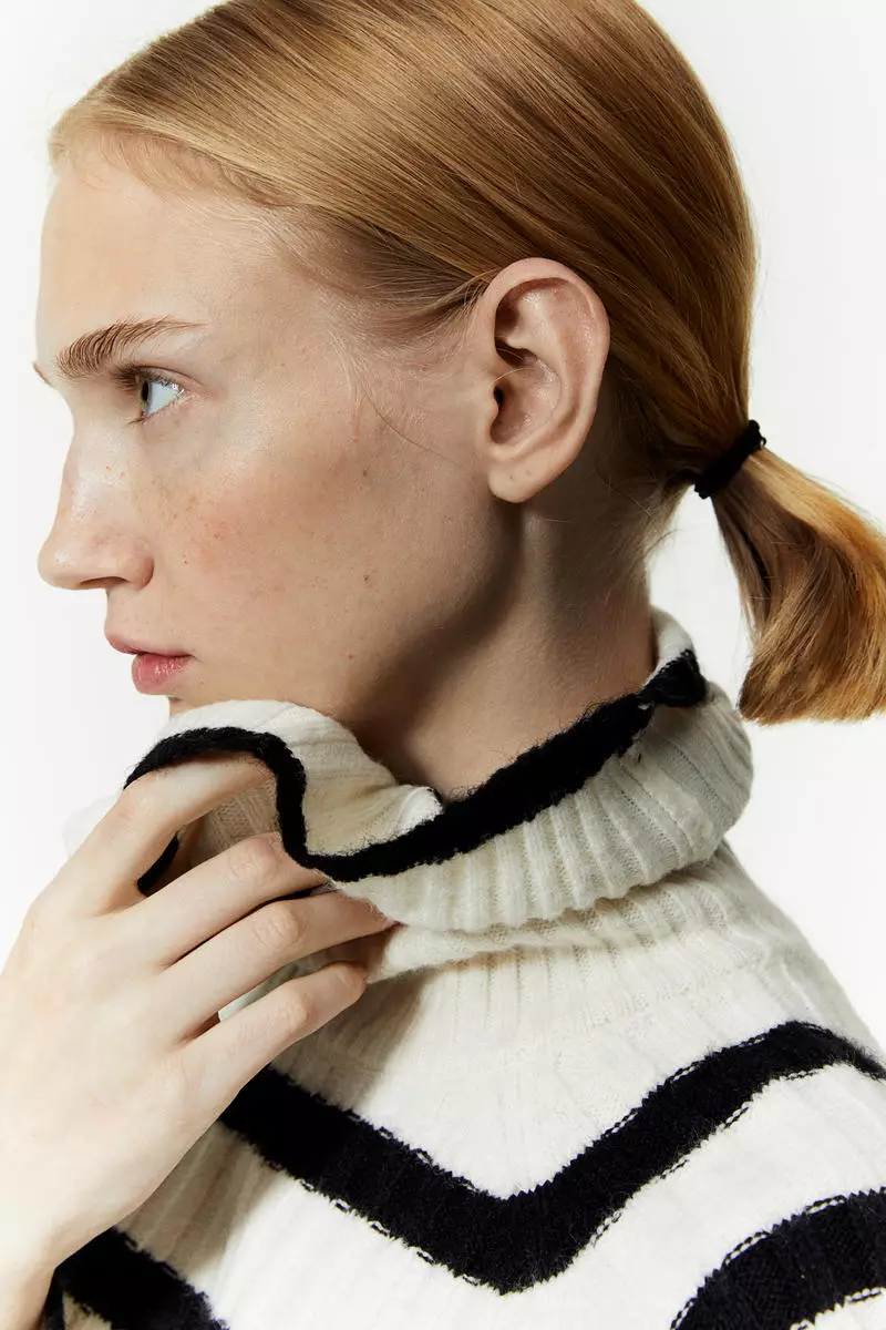 Rib-knit polo-neck jumper