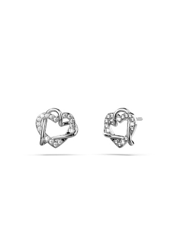Krystal Couture 金色 KRYSTAL COUTURE Intertwined Love & Hearts White Gold Plated Stud Earrings Embellished with Clear Swarovski crystals F51A8AC3907FA7GS_1