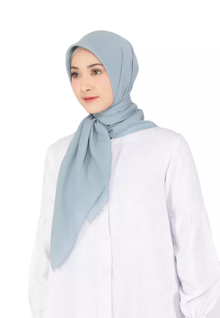 Jual Scarvesid Scarvesid Plain Basic Mint Blue Hijab Polos Segiempat