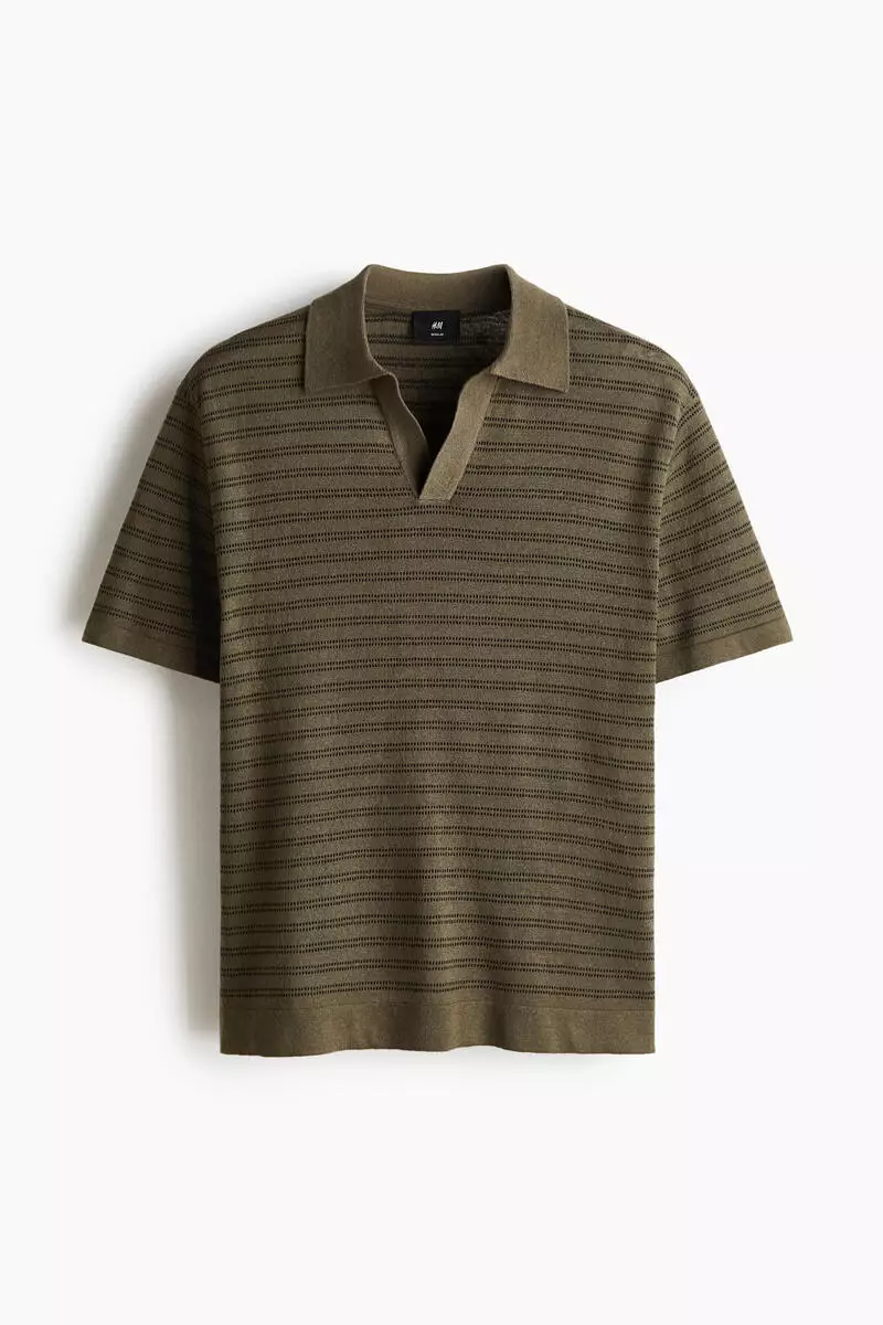 Regular Fit Linen-blend polo shirt