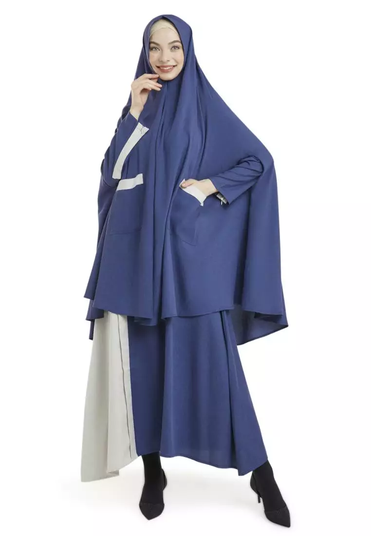 Queenza Set Gamis Wanita Muslimah By Zayidan Shofiyah - Biru
