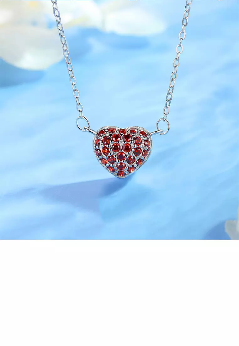 Red love heart necklace discount