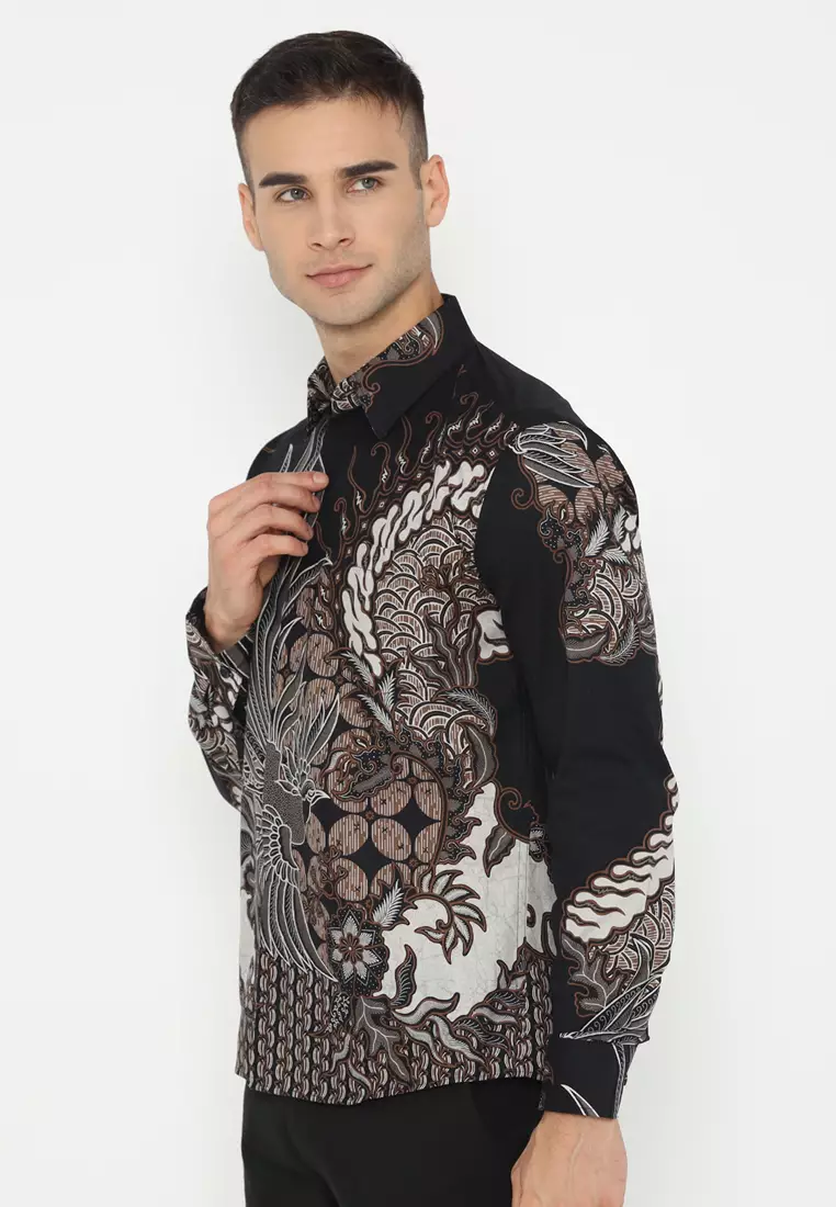 Kemeja Batik Pria Slimfit Kalandra - Black