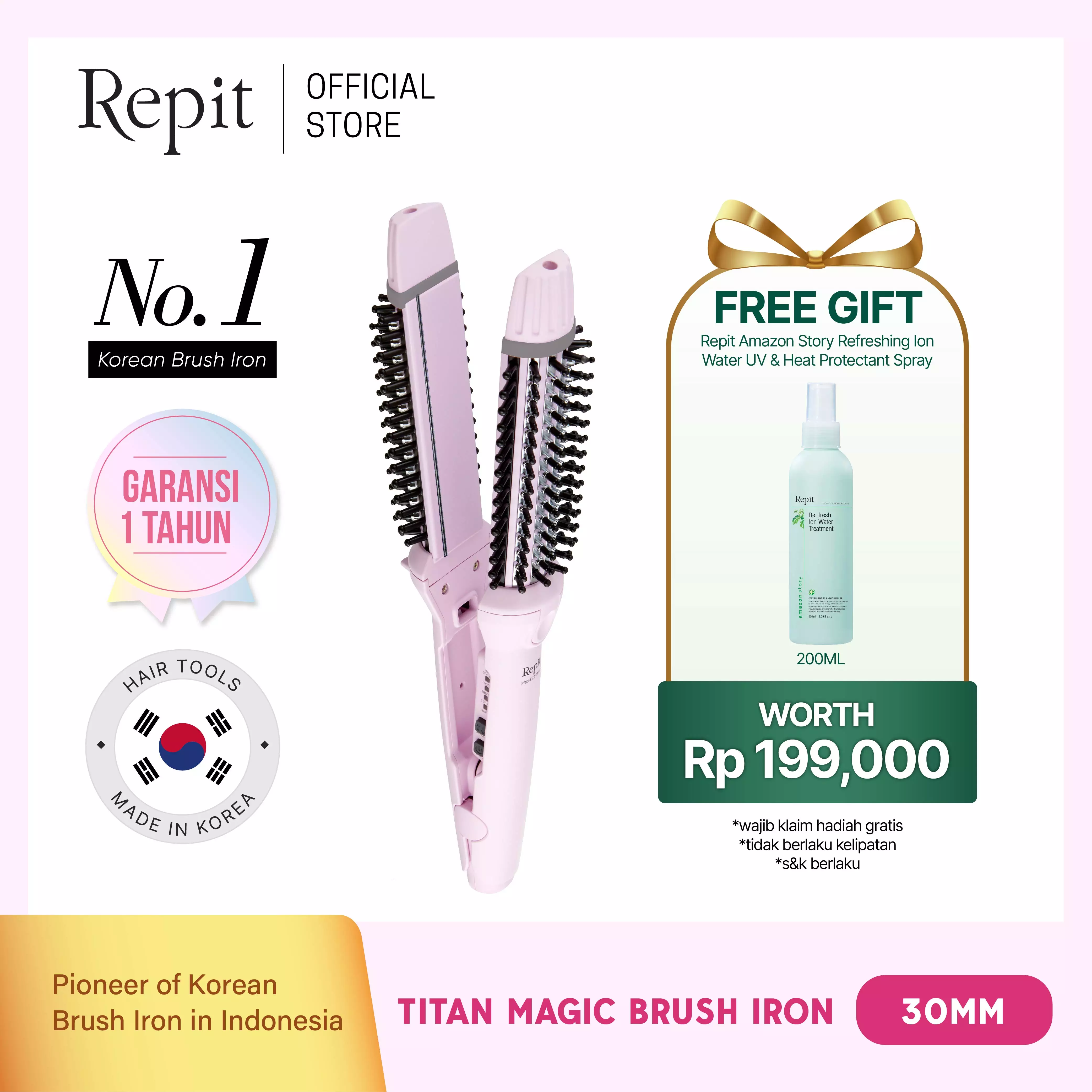 Repit Catokan Sisir / Magic Brush Iron 2in1 Titan 30mm