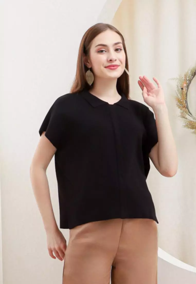 Briela Knit Blouse in Black