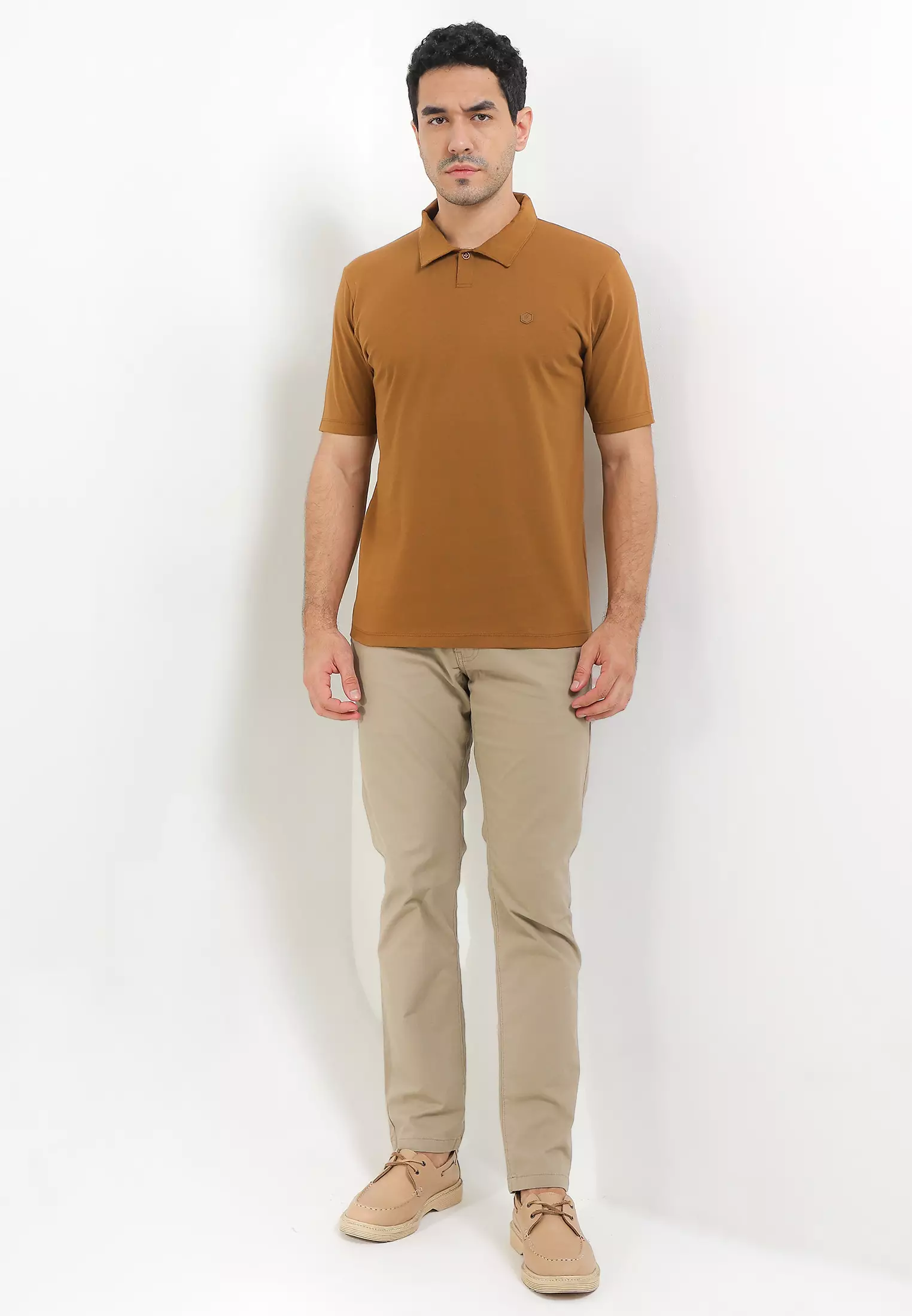 Cressida Regular Polo Shirt One Button Brown - K070C