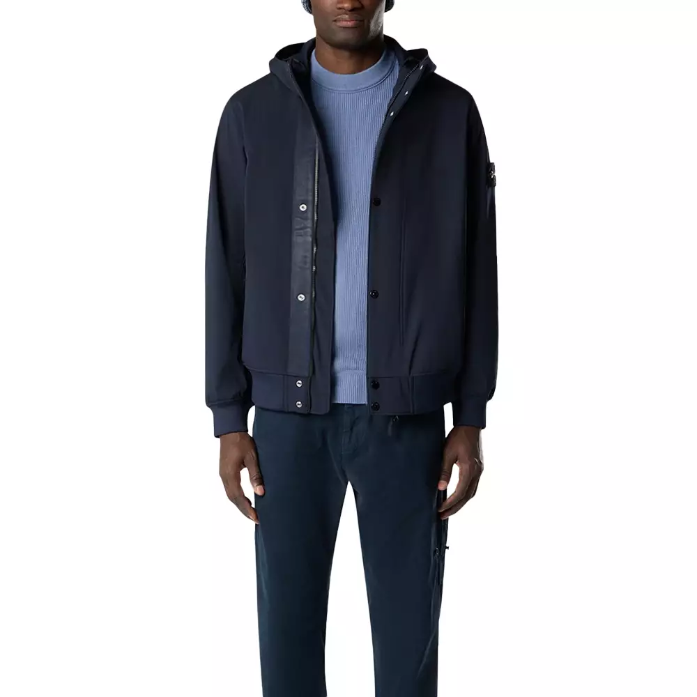 4100118 Light Soft Shell-R E.Dye Technology In Recycled Polyester Hooded Jacket Navy Blue