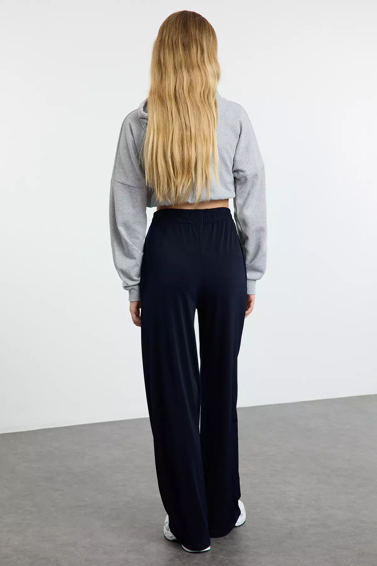 High Waist Stretch Knitted Wide Leg Pants