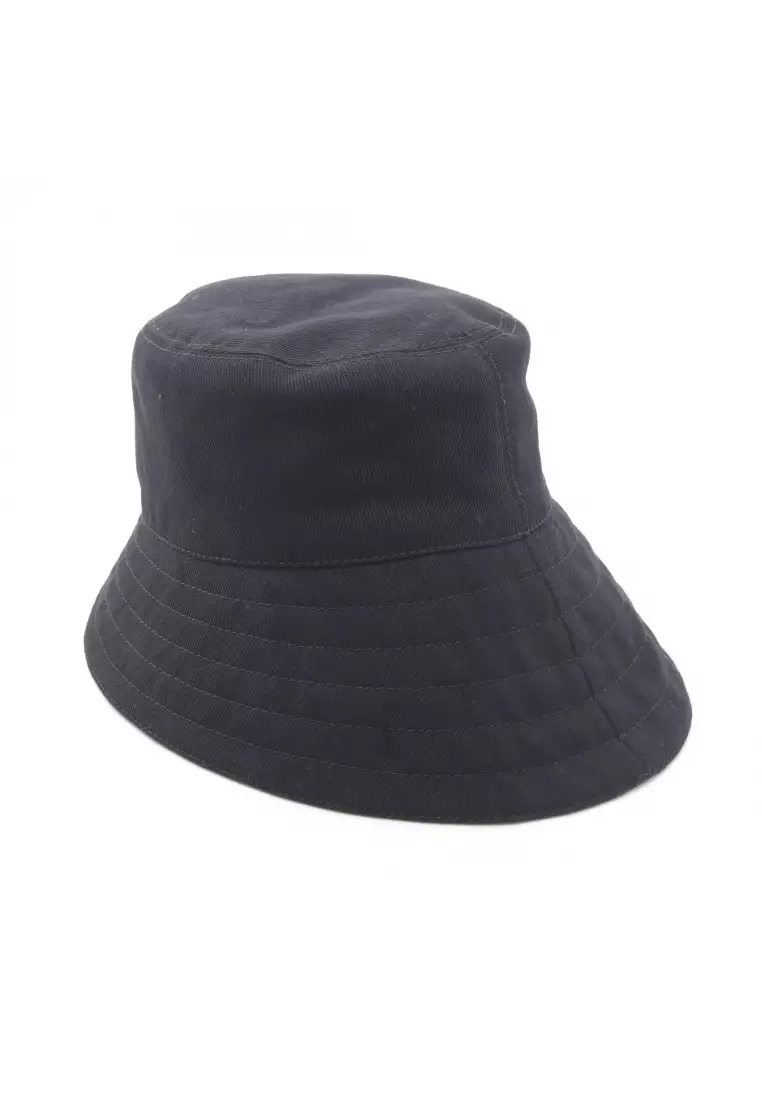 Pre-Loved MIU MIU bucket hat hat logo embroidery cotton black