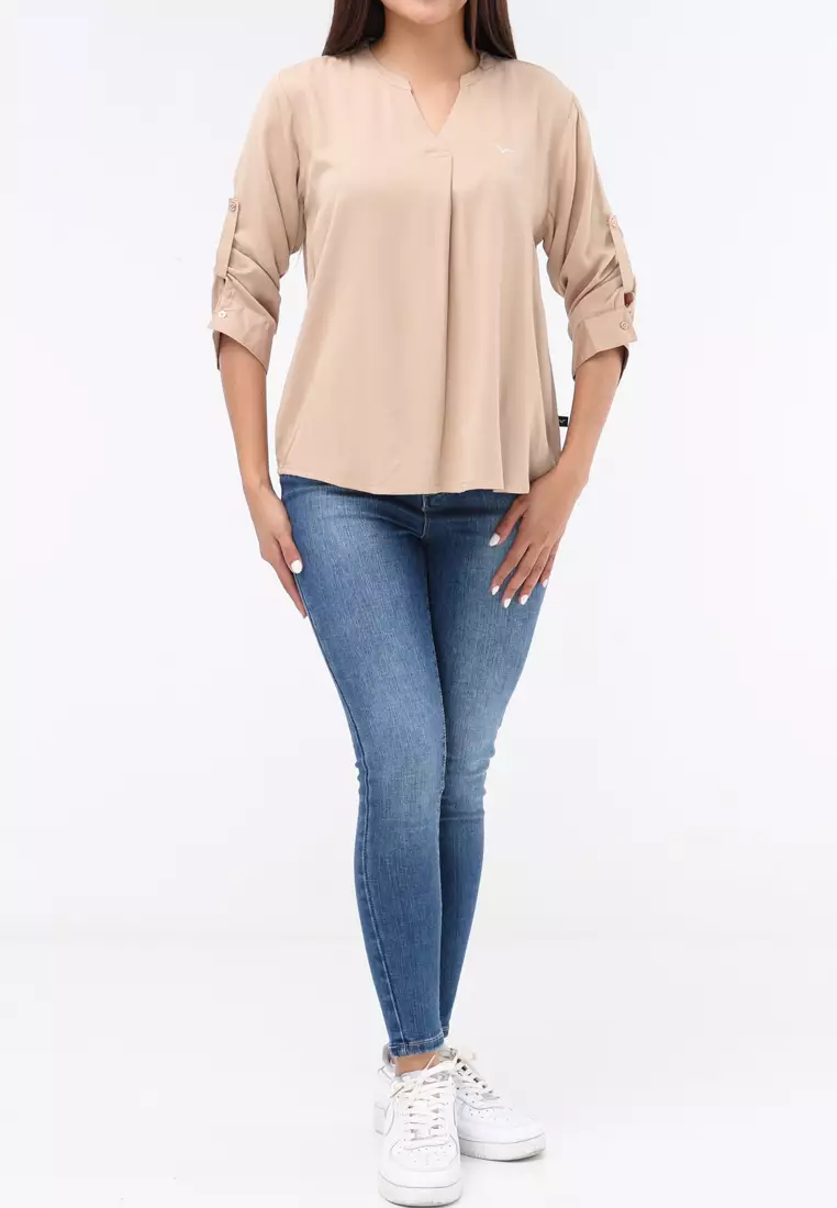 Plain Single Bold Twill 3/4 Blouse