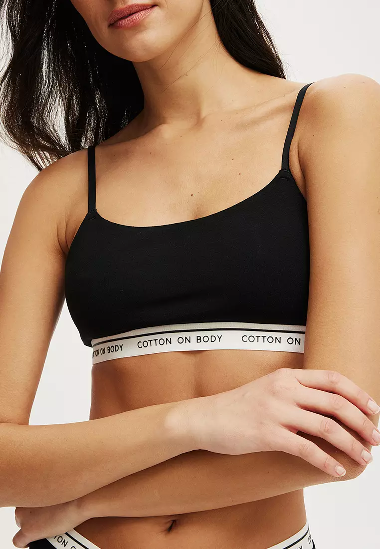 Branded Cotton Scoop Bralette