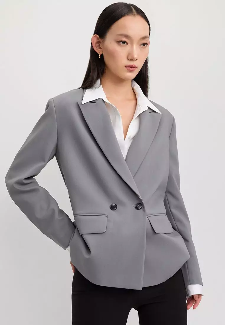 Double Breasted Blazer - Mid Grey
