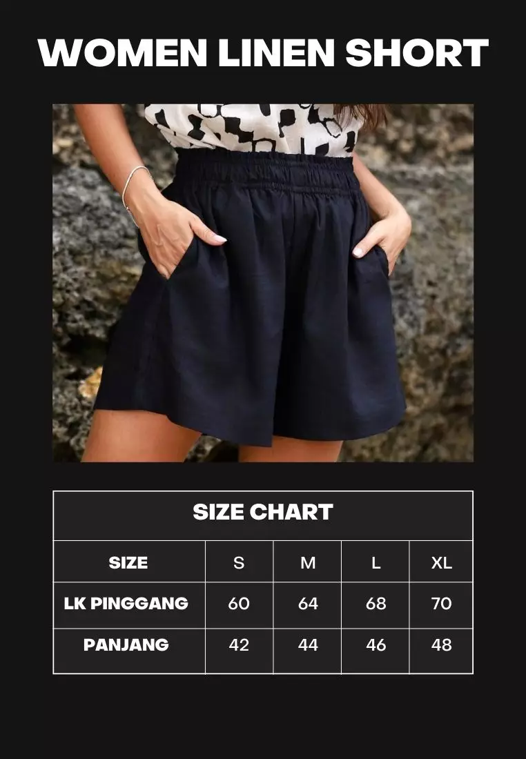 Lime Celana Pendek Linen Wanita Hijau | Linen Short Pants Women Green