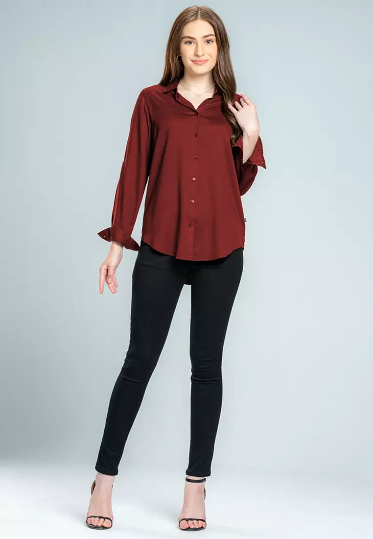 C2 Getafe Red Kemeja Casual Wanita