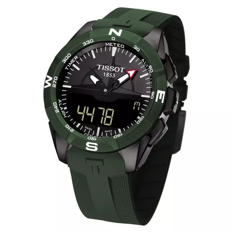 Jam Tangan Pria TISSOT T-Touch Expert Solar II T110.420.47.051.00 Black Dial Green Rubber Strap