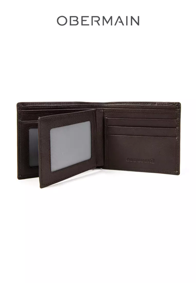 RFID Short Wallet With 2 Window Slot Genuine Leather Brown