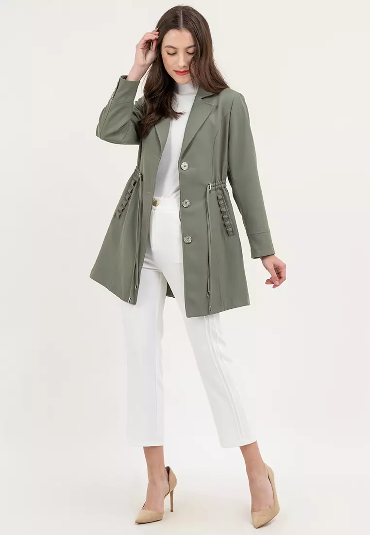 Draw String Waist Light Trench