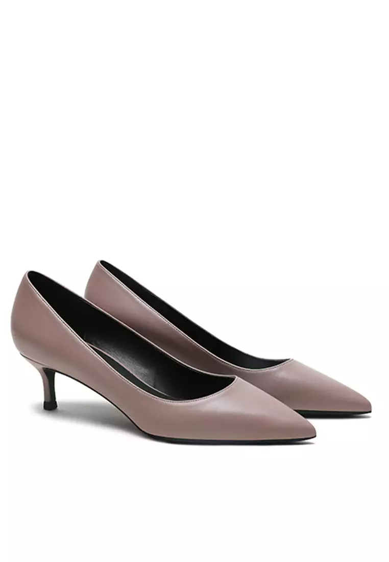 5CM Uniform Pointed Mid Heel Shoes HZL151