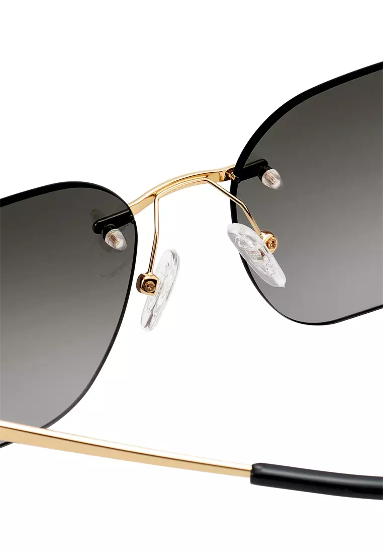 Passang Unisex Fashion Square Frame Sunglasses Frameless Glasses - Black